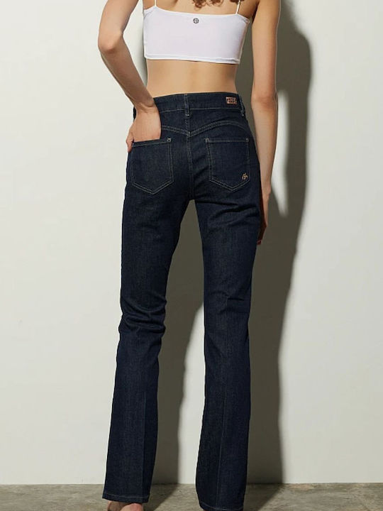 Γυναικείο Jean Παντελόνι Mid Rise σε Bootcut Εφαρμογή Σκουρο Μπλε Denim