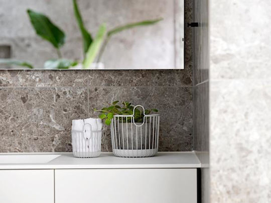 Zone Denmark Metallic Organizer Basket Ø10.5x13.5 Inu Soft Gray
