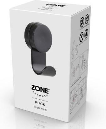 Zone Denmark Άγκιστρο Μπάνιου Βεντούζα 5,8x14 Puck Hook Single Black