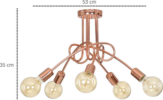 Light Home Κρεμαστό Φωτιστικό Κίτρινο για 5 Λαμπτήρες E27