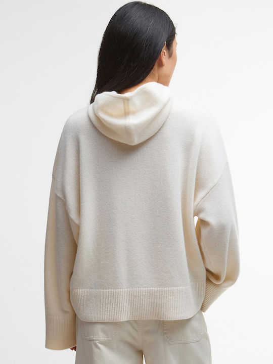 Evette Damen Langärmlige Bluse mit Kapuze Weiß