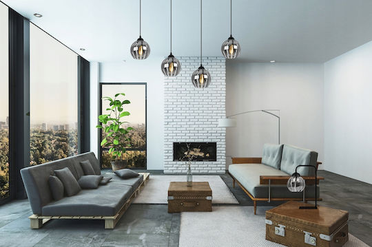Light Home Pendant Light Black Ball with Socket E27