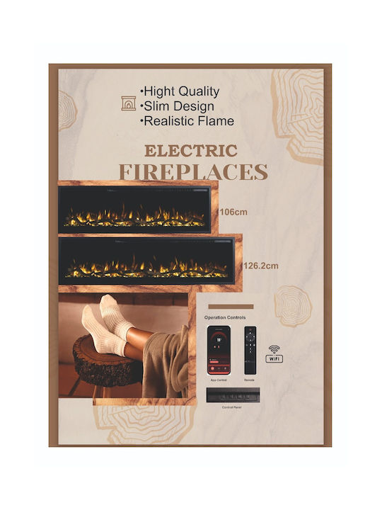 Electric Fireplace Smart Notting Hill 42 Wall Mounted Insert LED 1800w Hitense