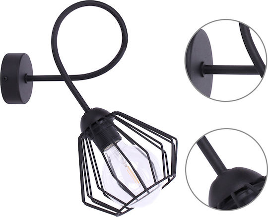 Light Home Modern Leuchte Wand mit Fassung E27 Schwarz