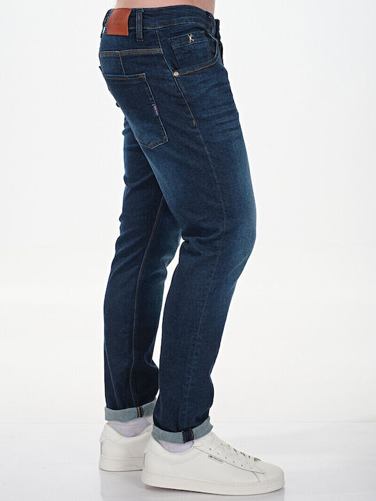 Men's Jeans Pants Elastic with Slim Fit Dark Blue