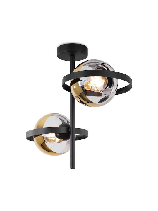 Light Home Πλαφονιέρα Οροφής Μαύρη με Ντουί E27
