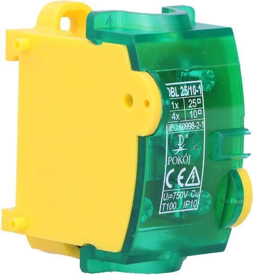 Insulating Branch Connector Yellow-green Obl 25/10-1