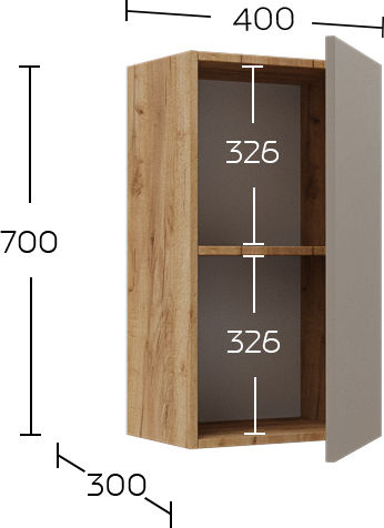 Wall Shelf Callisto Gold Oak-Grez 40x30x70cm