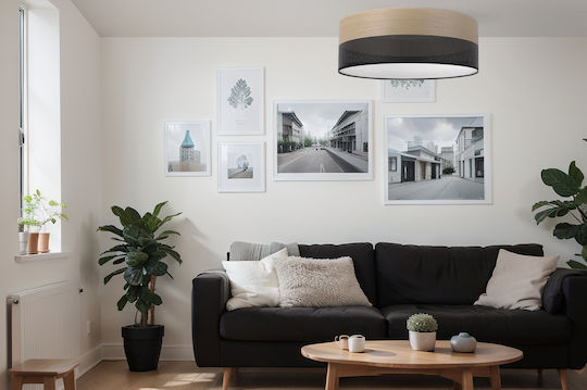 Light Home Πλαφονιέρα Οροφής Μαύρη με Ντουί E27