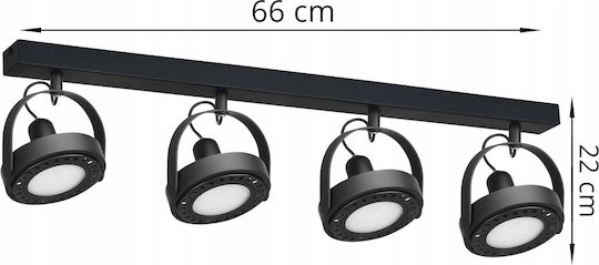 Light Home Spot mit 4 Lichtern und mit Fassung GU10 in Schwarz Farbe