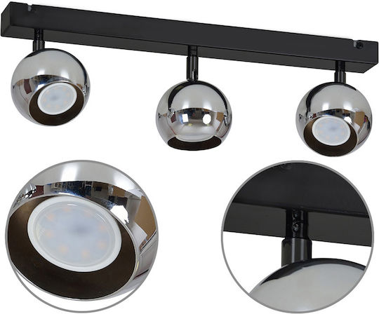 Light Home Triplu Spot cu Soclu GU10 în Culoare Negru