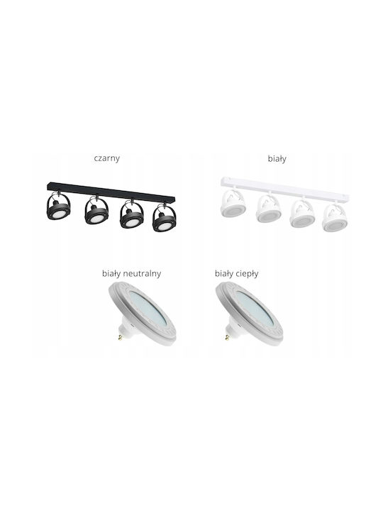 Light Home Spot with 4 Lights and with Socket GU10 in Black Color