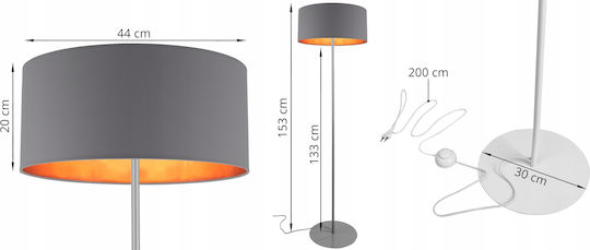 Light Home Lampa de podea Î153xL44cm. cu Soclu pentru Bec E27 Negru