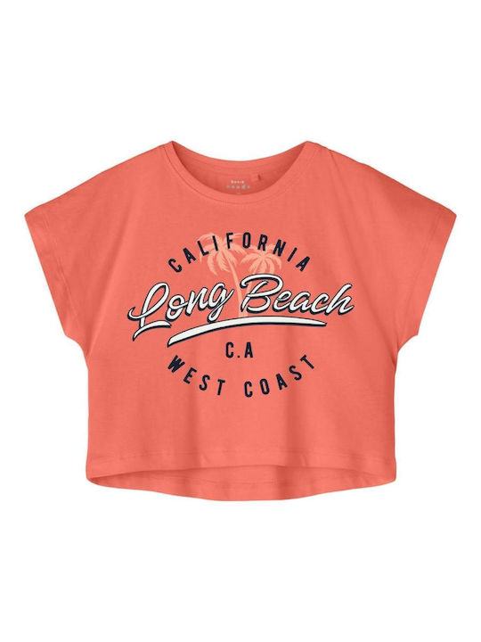 Kids' Crop Top Short Sleeve Coral