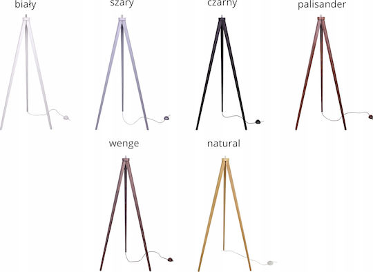 Light Home Floor Lamp H145cm. with Socket for Bulb E27 White