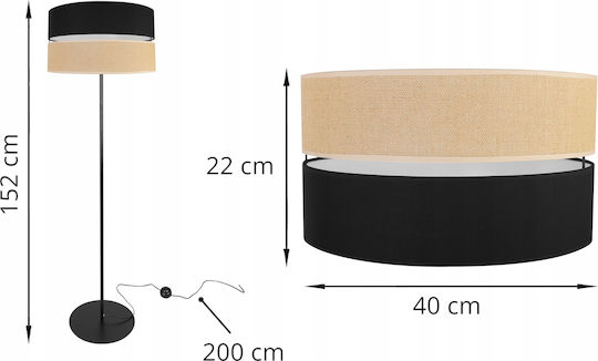 Light Home Lampa de podea Î152xL40cm. cu Soclu pentru Bec E27 Negru