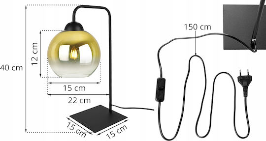 Light Home Sticlă Lampă de masă pentru Soclu E27 cu Abajur Negru și Bază