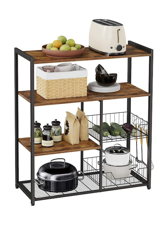 Wooden Kitchen Rack 6 Tiers Brown 80x35x95cm