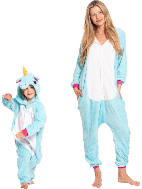 Winter Damen-Overall-Schlafanzug Blau