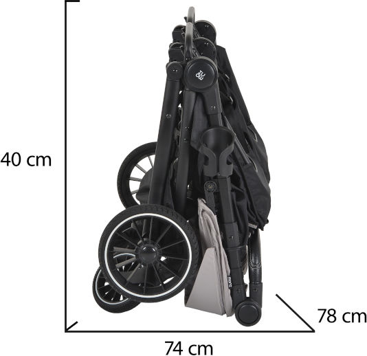 Moni TwinGo Doppelter Kinderwagen Geeignet für Neugeborene Silver 15.2kg