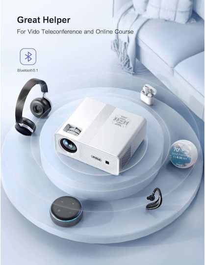Wimius W7 Projector DLP Full HD Λάμπας LED με Wi-Fi και Ενσωματωμένα Ηχεία