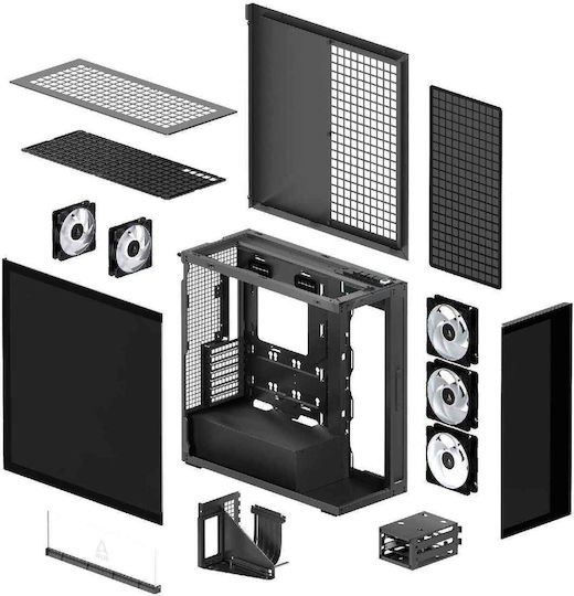 Arctic Xtender VG Mirror Gaming Midi Tower Computer Case With Side Window Black