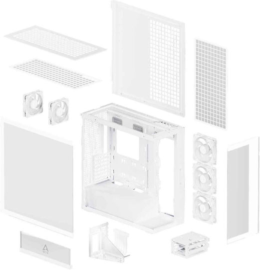 Arctic Xtender VG Gaming Midi Tower Κουτί Υπολογιστή με ARGB Φωτισμό Λευκό