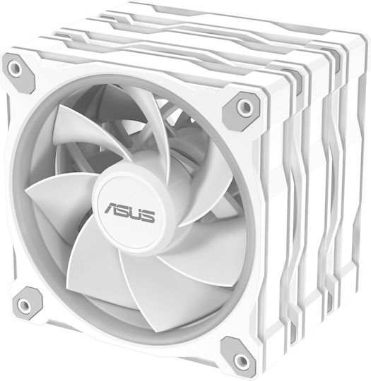 Asus Prime MR120 Reverse Blade Case Fan 1600rpm with ARGB Lighting and 4-Pin PWM Connection 3pcs White