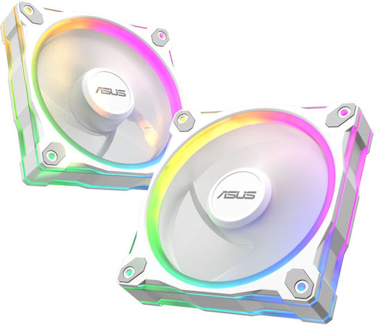 Asus Prime MR120 Case Fan 1600rpm 58cfm with ARGB Lighting and 4-Pin PWM Connection White