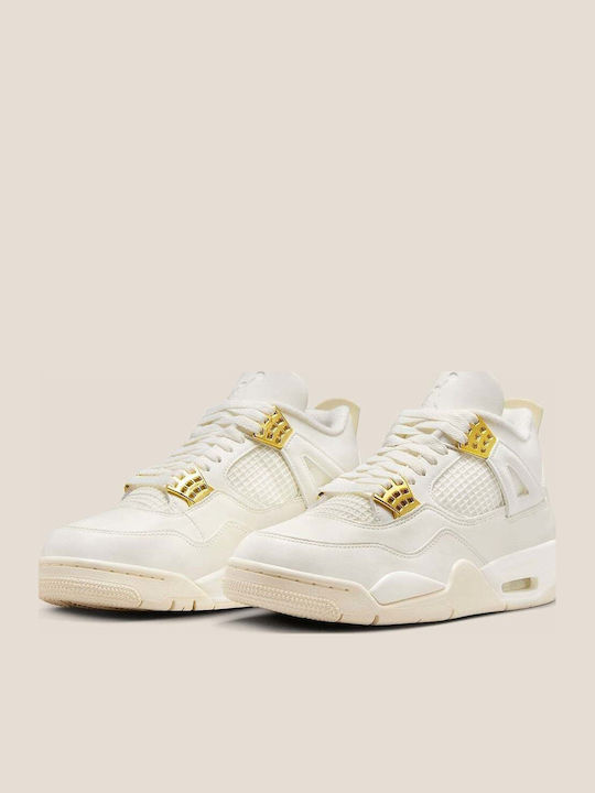 Air  4 Retro Adidași Pentru Femei Tip Botine Sail Metallic Gold Alb