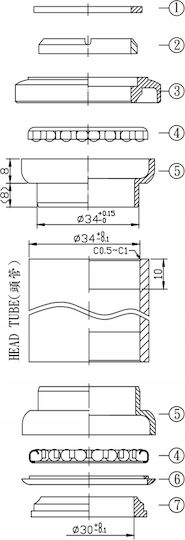Neco H845 Schwarzes Stery Ahead 1-1/8”x34x30 Set