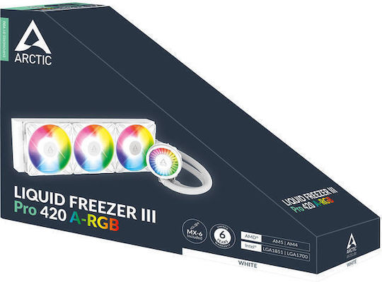 Arctic Liquid Freezer III Pro 420 Охлаждане AIO CPU с 3 Вентилатора 140mm и ARGB Осветление Бял