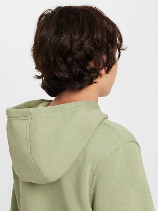 Fleece Kids Sweatshirt with Hood and Pockets Oil Green Sportswear Club