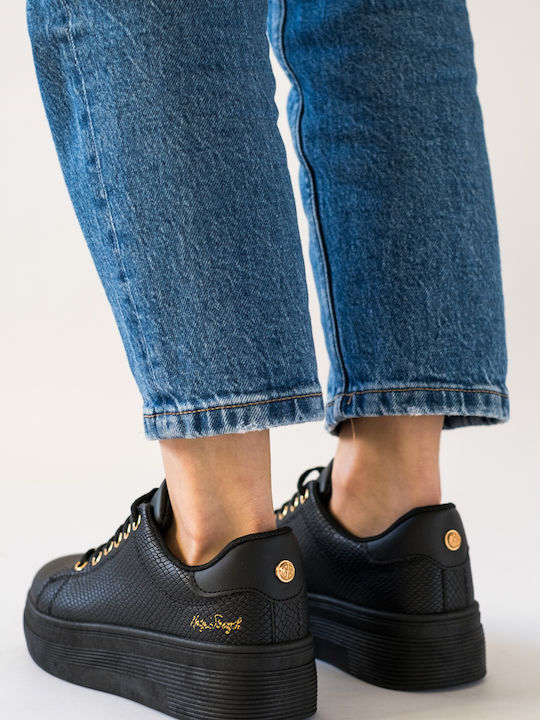 Damen Flatforms Sneakers BLACK