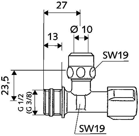 Comfort 3/8" Angle Regulating Valve Chrome Short Without Asag
