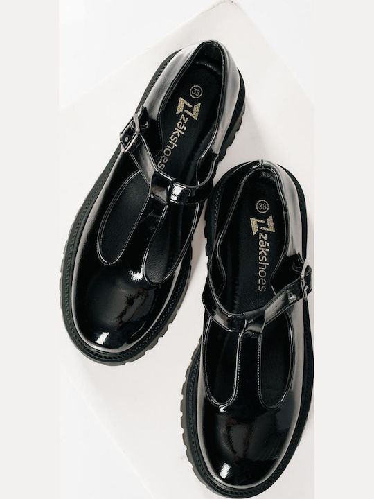Patent Leather Ballerinas With strap Black