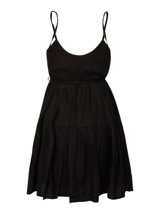 Summer Mini Dress with Ruffles Black FBL011-101-13-Black