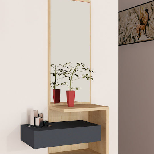 Eingangsmöbel mit Spiegel Natural / Anthracite 49.1x31.3x90cm