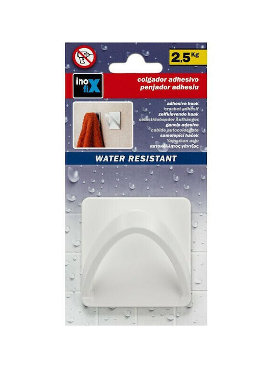 Inofix Ribbon Άγκιστρο Μπάνιου Μονό με Αυτοκόλλητο ​6.5x4.5cm White