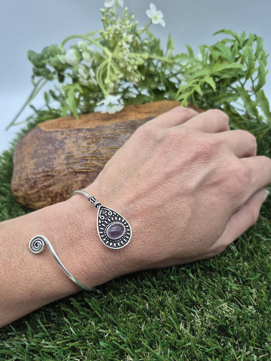 Silver Plated Amethyst Bracelet – Women's Adjustable