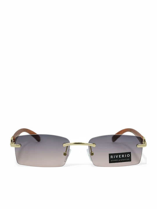 Riverio Unisex Sunglasses with Gold Metal Frame and Gray Gradient Lens RV5202-5
