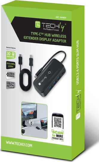 Techly KVM & Data Switch IDATA USBC-HUB5WL