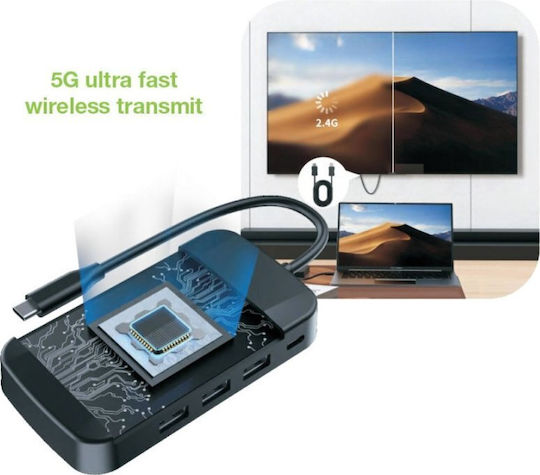 Techly KVM & Data Switch IDATA USBC-HUB5WL