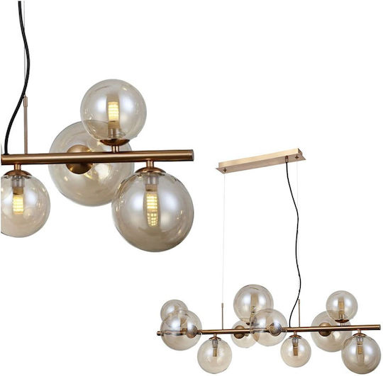 Italux Hängelampe Gold Schiene für 10 Lampen G9