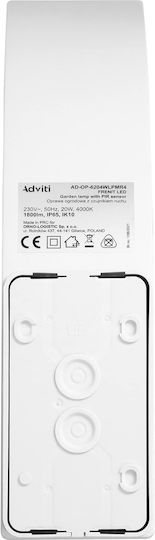 Adviti Lumină de exterior montată pe perete LED IP65 20W cu Alb Natural Lumină