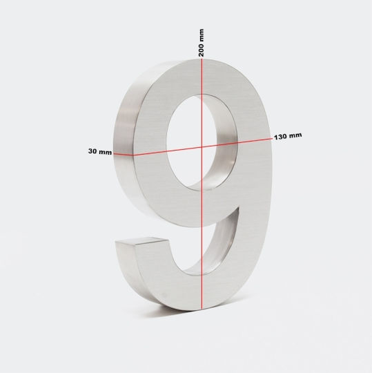 Wiltoc Πινακίδα με Αριθμό 9 σε Ασημί Χρώμα 20cm 60876