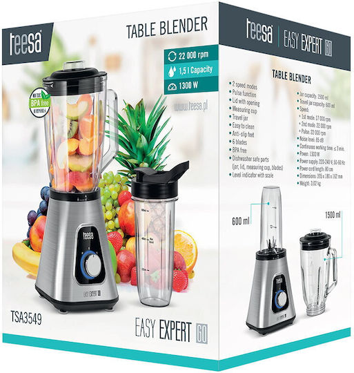 Teesa Mixer mit Glas Kanäta 1,5 l 1300W Silber TSA3549