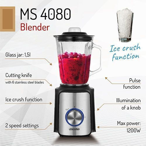 Mesko MS 4080 Mixer mit Glas Kanäta 1,5 l 1200W Schwarzes