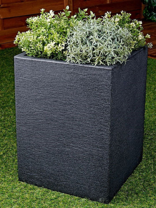 Greatstore Vilde Kunststoff Gartentopf Graues Quadrat 29x40 cm