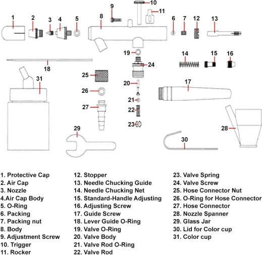 Wiltoc 34128 Pistol de vopsit cu aer Tumbler plutitor 0.35mm